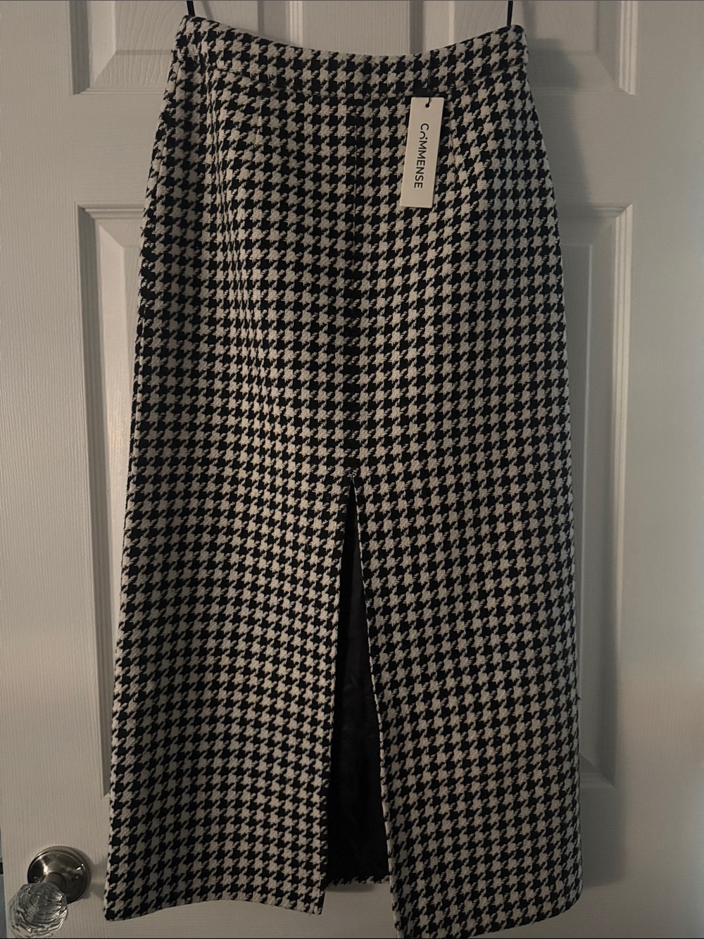 Commense Houndstooth Maxi Skirt in Black and White - Picture 4 of 5